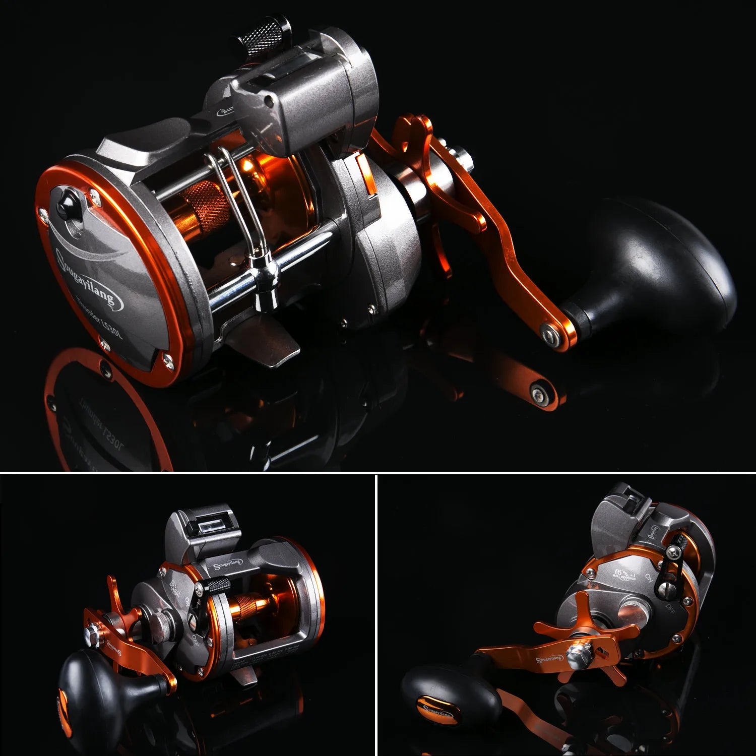 Sougayilang Thunder LS II Line Counter Trolling Reel – Conventional Level Wind 4.1:1 6+1BB 30KG Drag for Sea Bass & Grouper