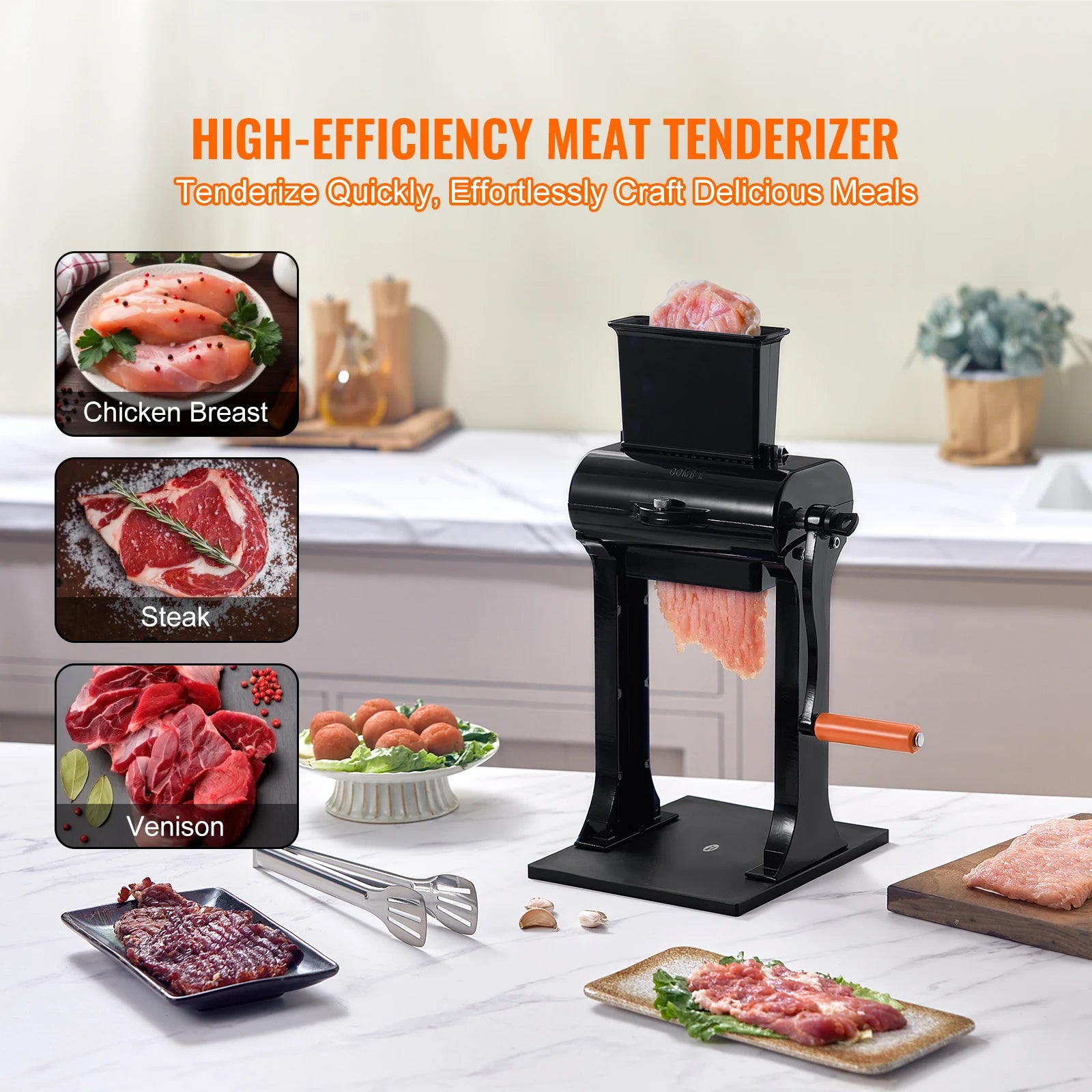 Heavy-Duty Manual Meat Tenderizer Machine – 31 Blades, 420 Stainless Steel, Detachable