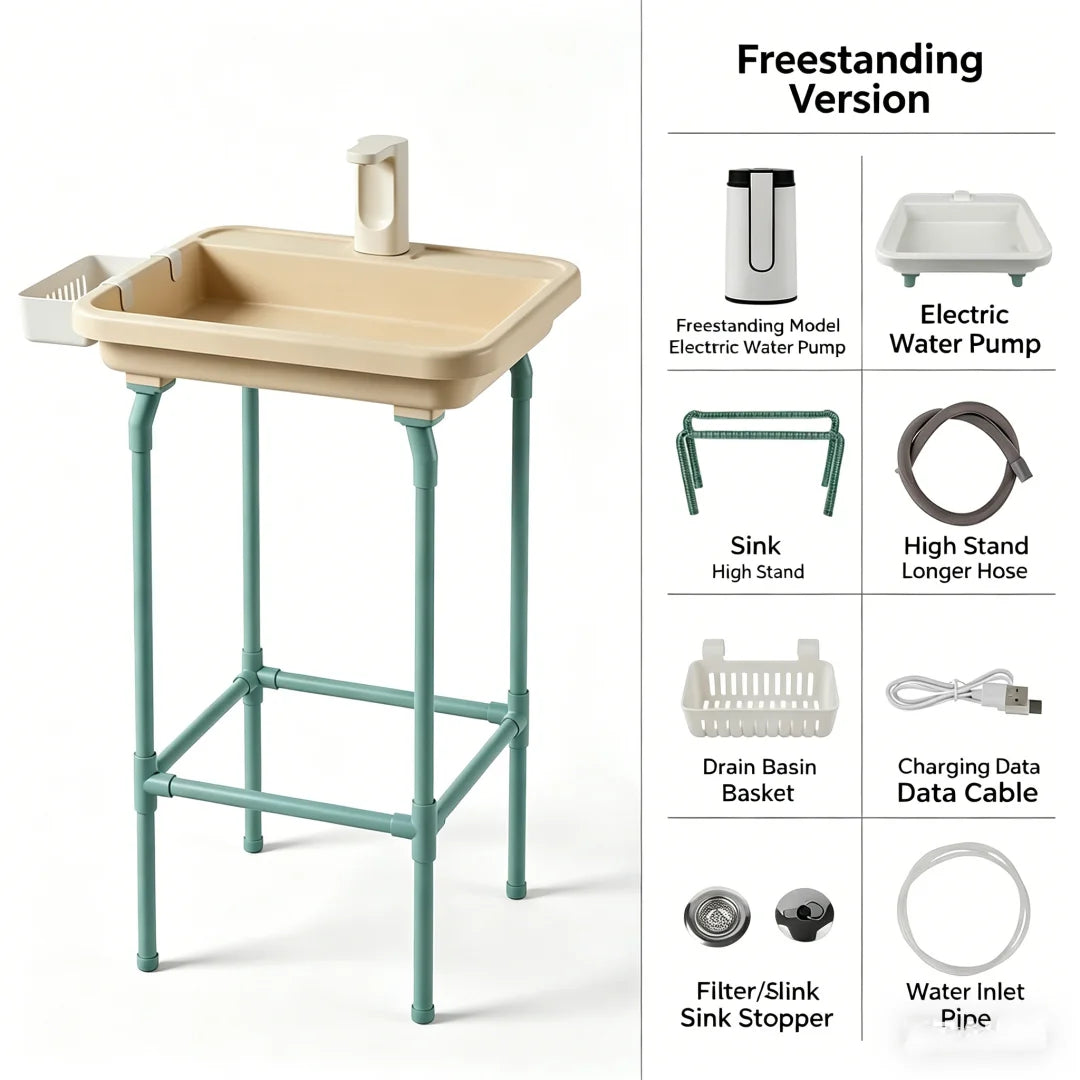 Outdoor Portable Sink with Stand – Folding Hand Wash Station for Camping, Garden & RV