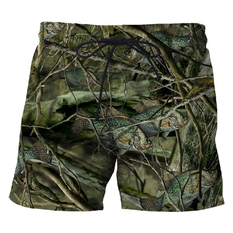 3D Camo Leaf Print Athletic Shorts – Quick-Dry Breathable Loose Fit | Unisex | S–6XL | Outdoor & Fitness