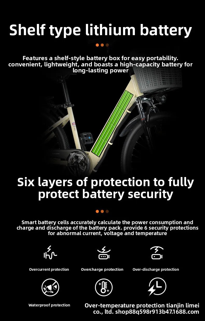 400W brushless motor city riding electric bicycle 48V20AH lithium battery electric moped adult bicycle 26-inch leisure E-Bike