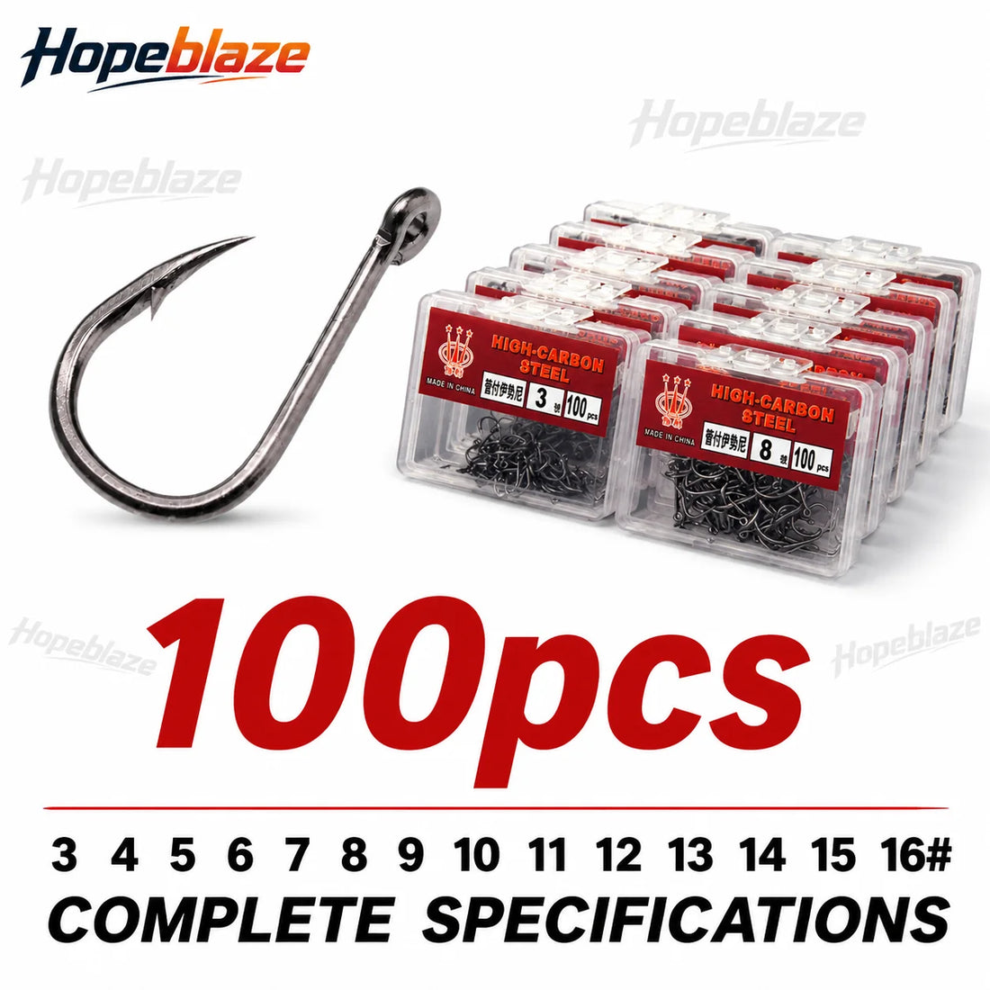 Hopeblaze Tube Eye Iseama Fishing Hooks – High Carbon Steel, Sizes 3