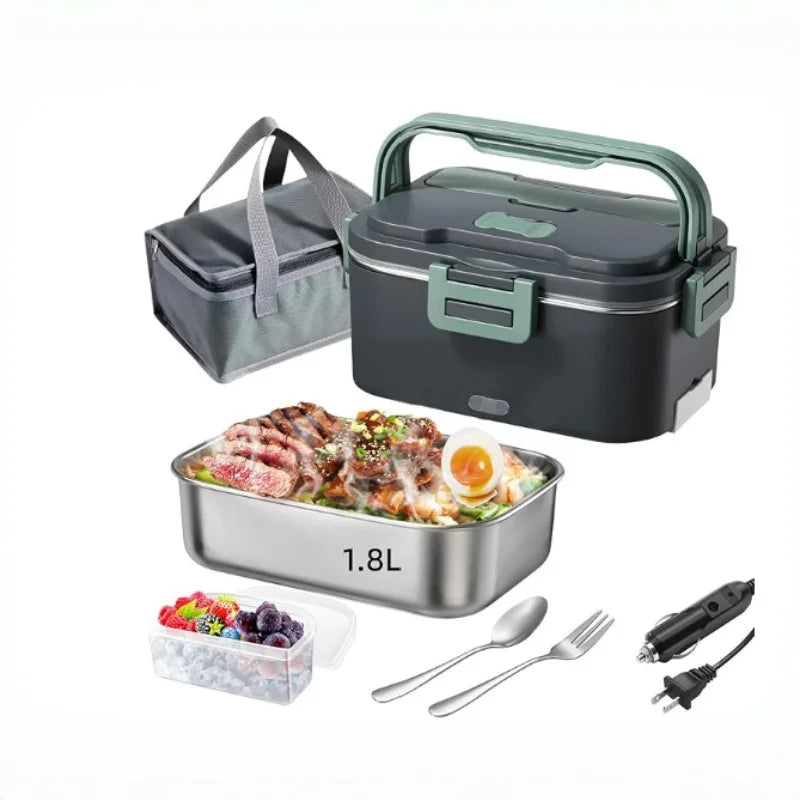 Electric Lunch Box for Adults 100W 1.8L Portable Heated Lunch Box for men,12V/24V/110V home/Car/Office/Truck,1,8L Removable
