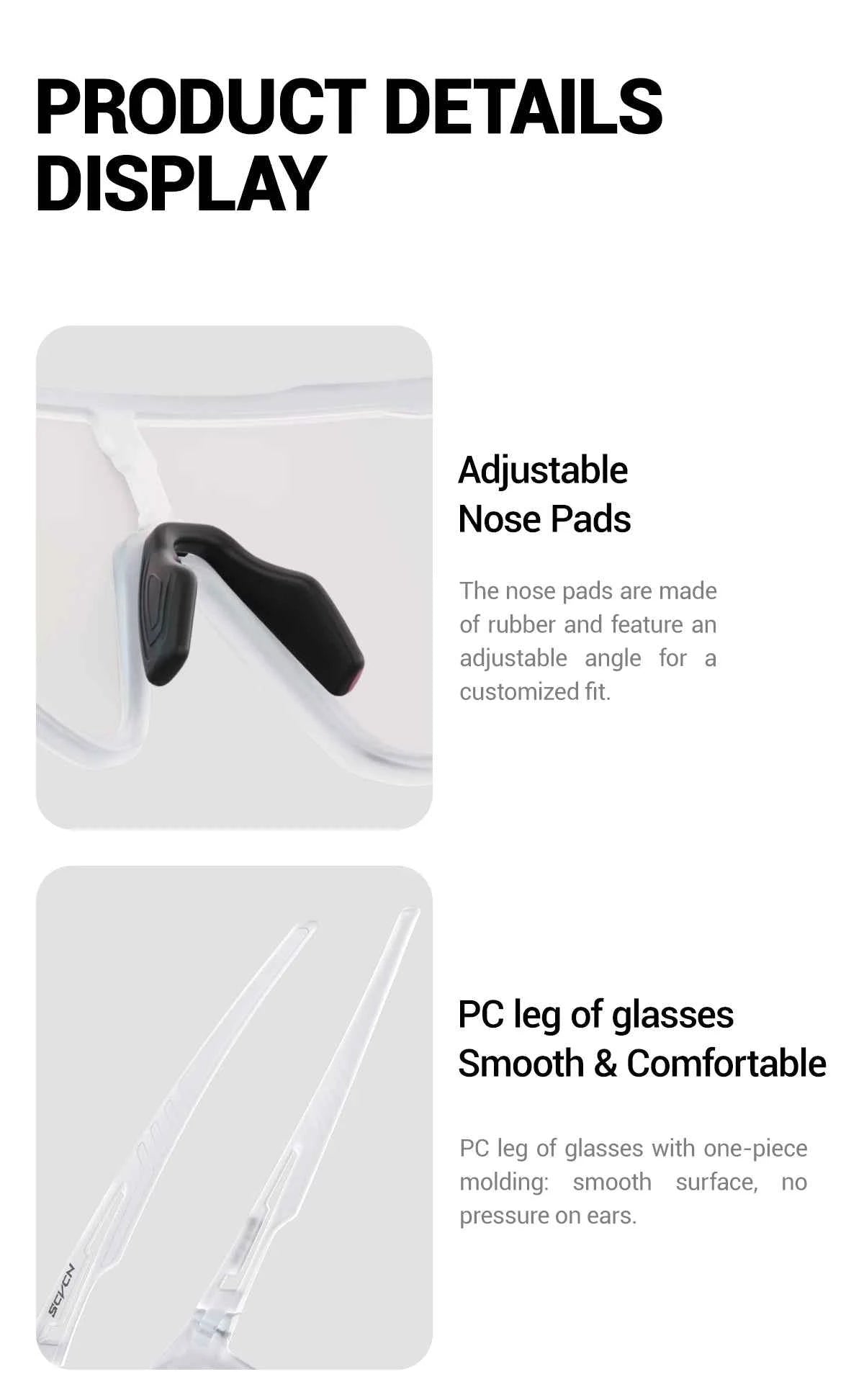 SCVCN Hiking Eyewear Photochromic Bike Cycling Sunglasses Men Outdoor Sports MTB UV400 Goggles Women Running Windproof Glasses