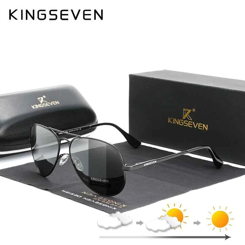 KINGSEVEN Photochromic Polarized Pilot Sunglasses – Men&