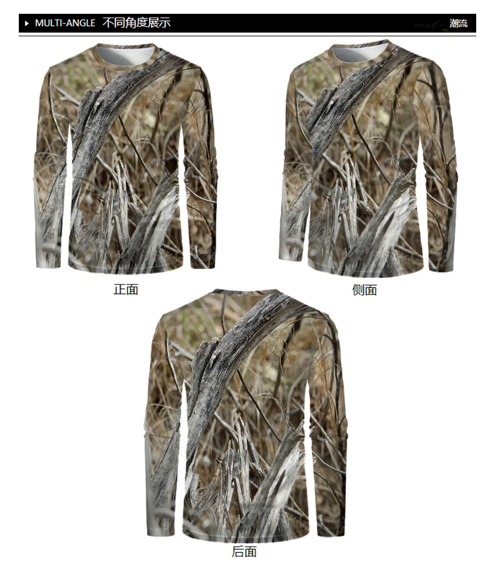 Camouflage Hunting Long Sleeve Men T-shirt Outdoor Sports Tactical Training Clothes Tee Hiking Fishing Camping Quick Drying Tops