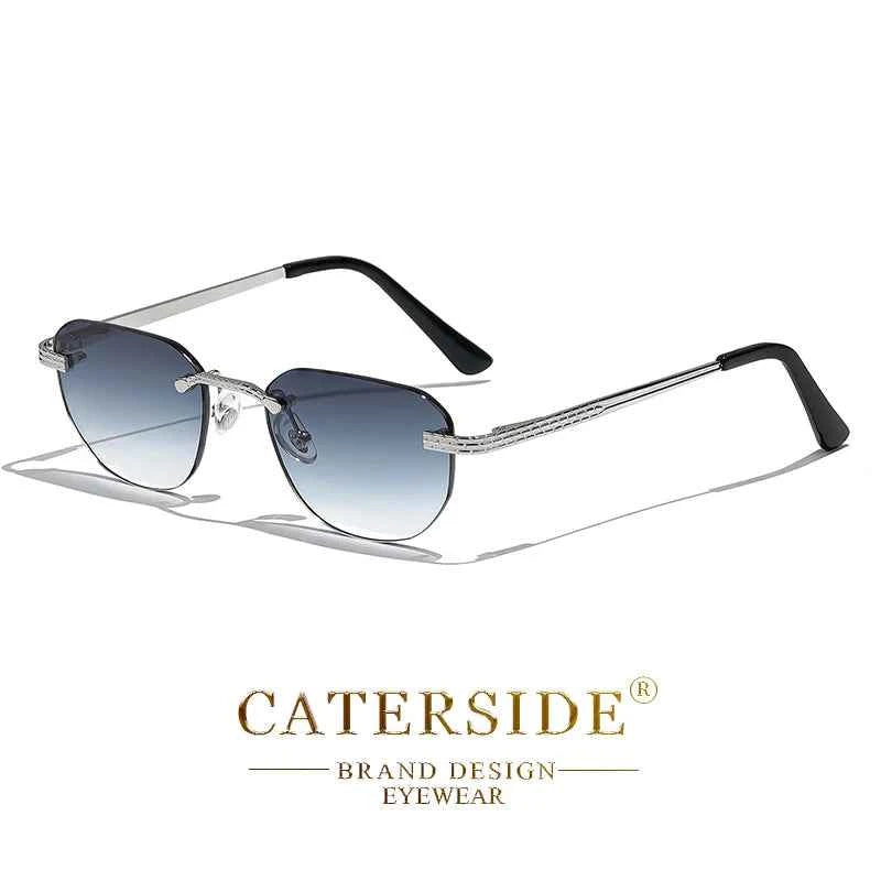 Retro Rimless Pilot Sunglasses – UV400 Copper Frame for Men & Women