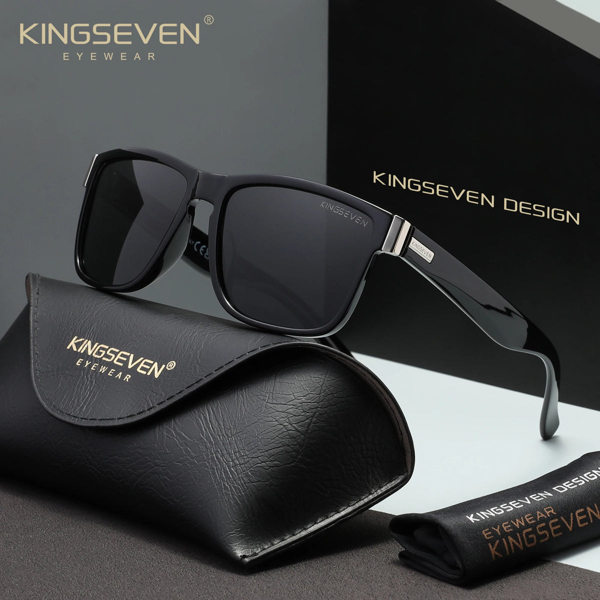 KINGSEVEN Zebra Pattern Polarized Sunglasses – Retro Rectangle, UV400, Unisex