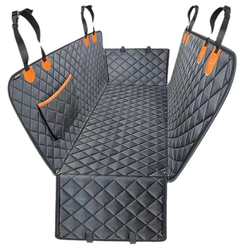 Waterproof Dog Car Seat Cover & Hammock – 600D Oxford | Anti-Slip | Small, Medium & Large Dogs | Black & Orange