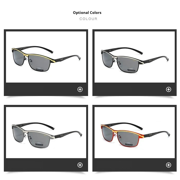 Audi Polarized Sunglasses – Men’s UV400 TAC Lens Anti-Glare Rectangle Frame for Driving, Cycling & Travel