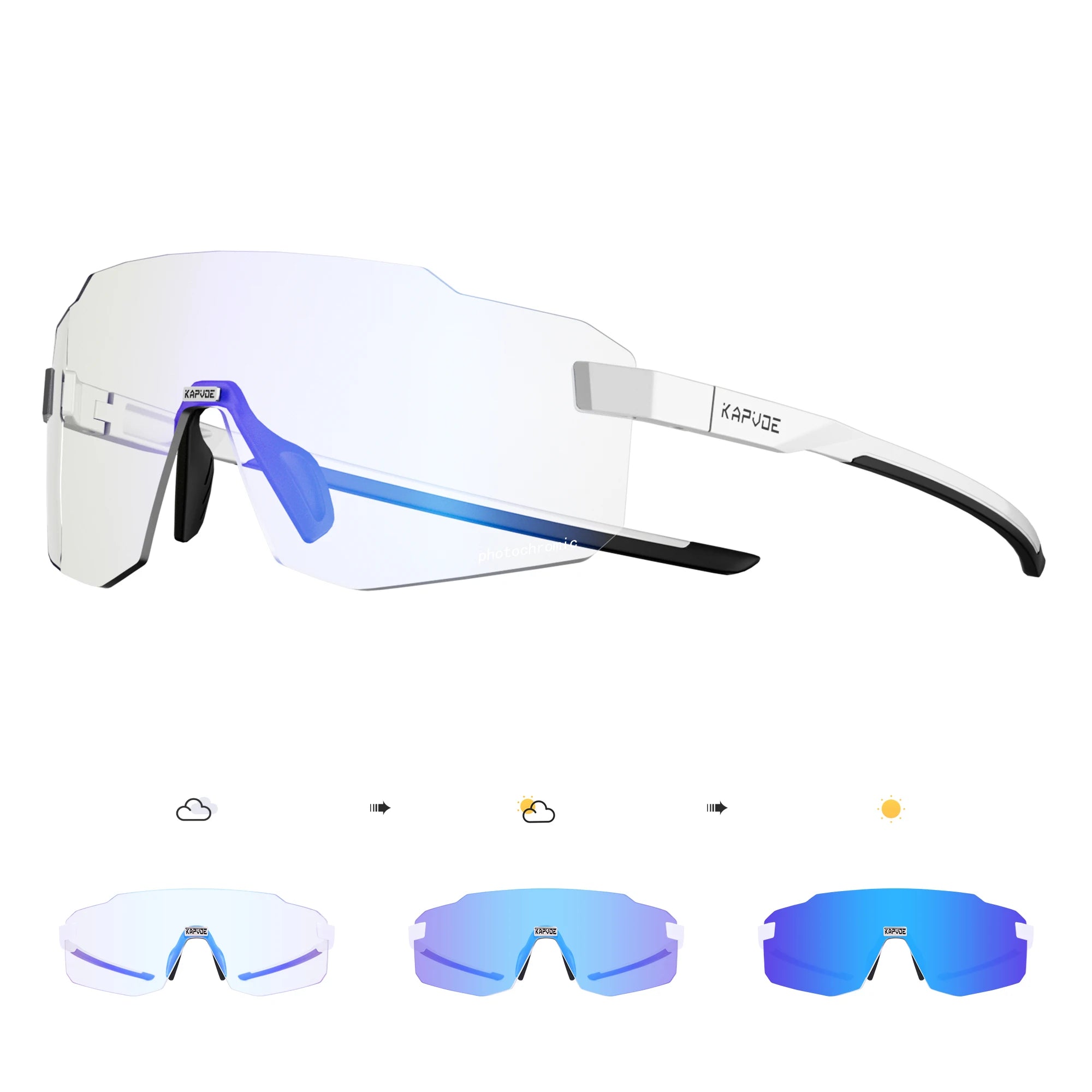 Kapvoe Photochromic Cycling Glasses – UV400 Lightweight MTB Bike Eyewear for Running, Skiing & Outdoor Sport