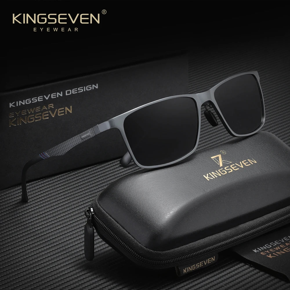 KINGSEVEN Polarized Rectangle Sunglasses – Aluminium Magnesium Frame, UV400 Mirror Lens