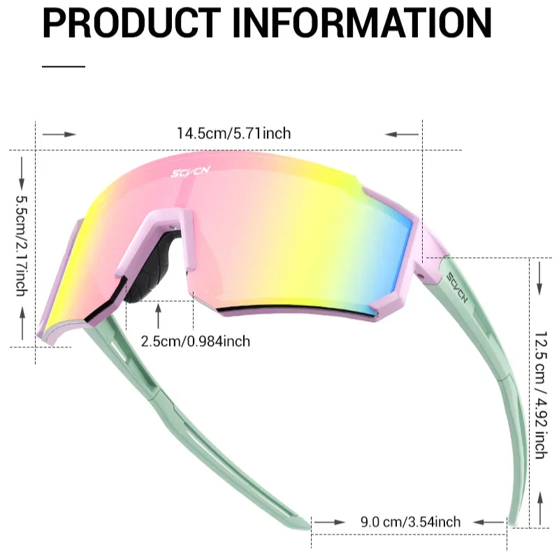 SCVCN Y2K Cycling Sunglasses – UV400 Polycarbonate Road Bike Glasses for Men & Women | Street, Driving, Hiking, Golf