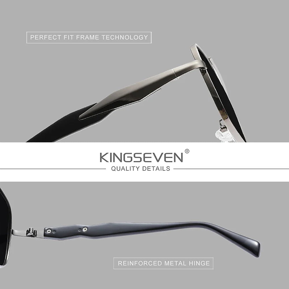 KINGSEVEN 7613 Alloy Sunglasses – Polarized Mirror, Anti-Reflective, UV400, Square, Unisex