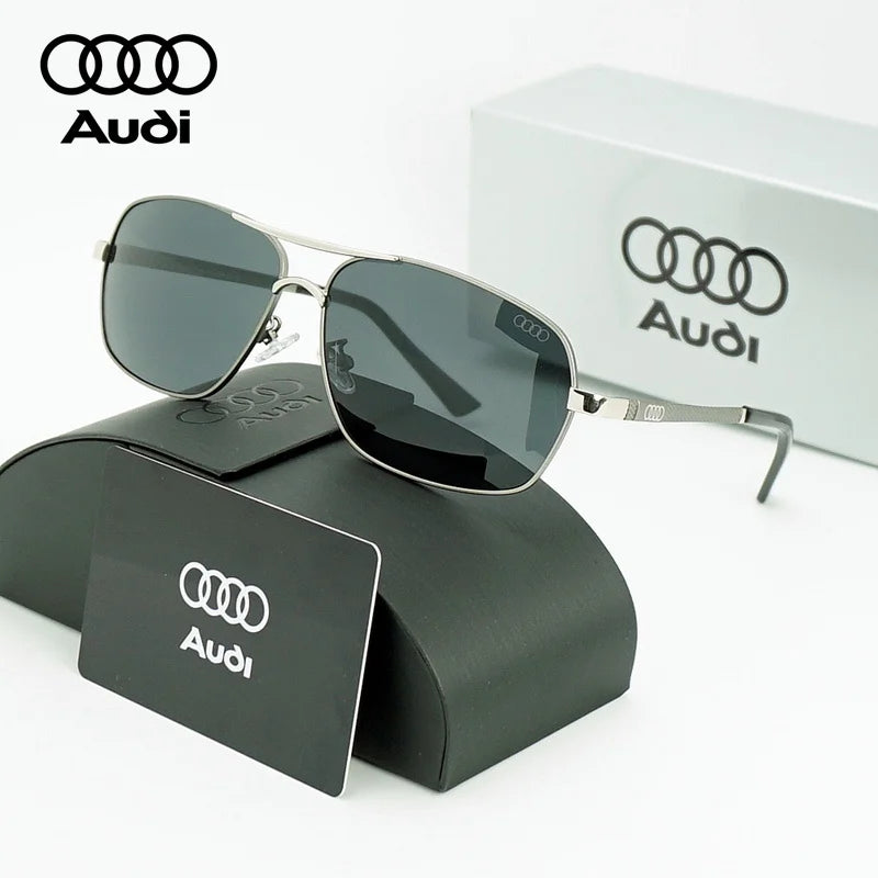 Audi Polarized Sunglasses – Unisex UV400 Square Aviator Alloy Frame Business & Driving Shades