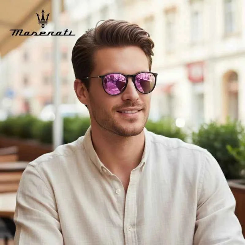 MASERATI 901801 Polarized Mirror Round Sunglasses – TR-90 Frame, UV400, Unisex