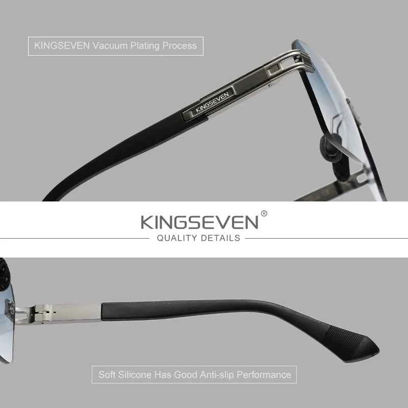 KINGSEVEN 722 Rimless Gradient Sunglasses – Alloy, Polarized, Anti-Reflective, UV400, Unisex