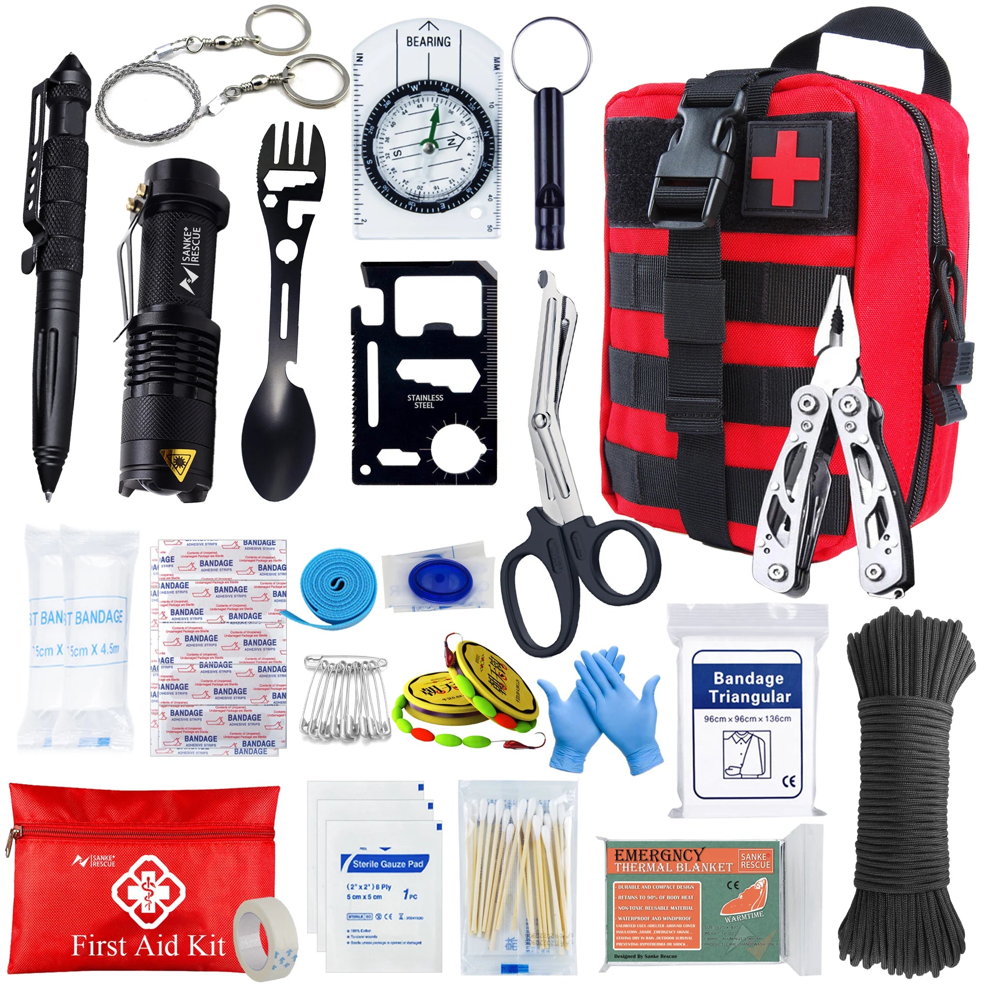 Survival First Aid Kit Survival Full Set Outdoor Gear Emergency Kits Trauma Bag Camping Hiking