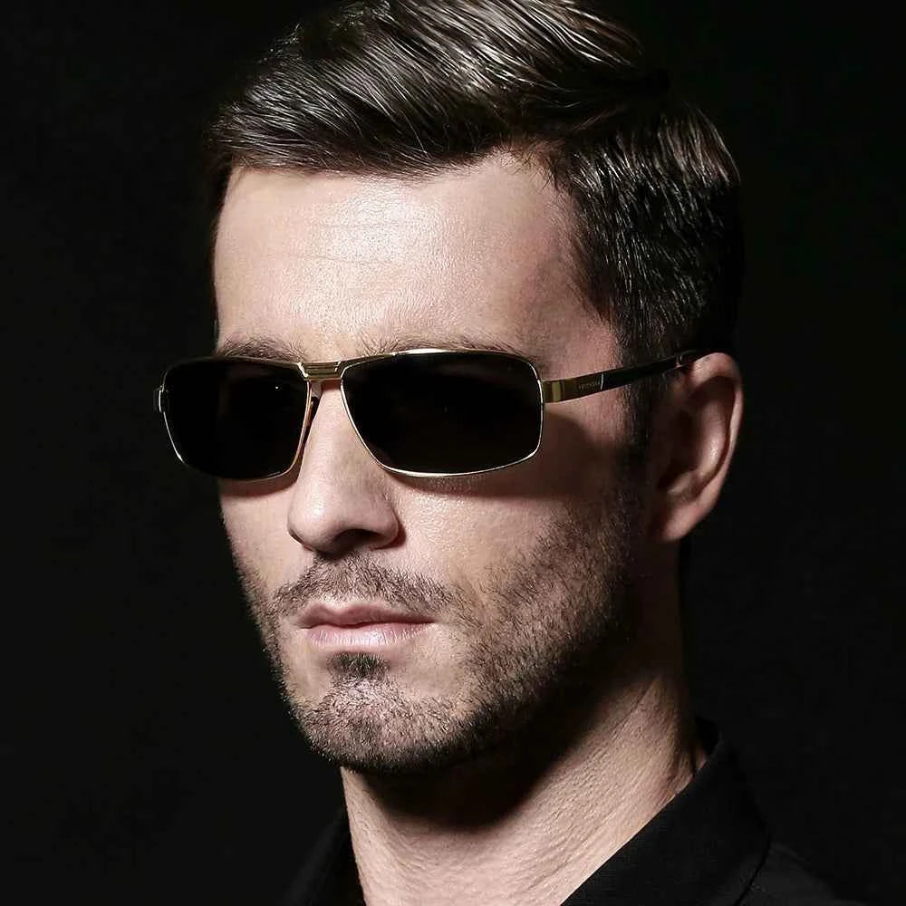 YIMARUILI 2490 Polarized Rectangle Sunglasses – Alloy Frame, UV400, Big Size 149mm