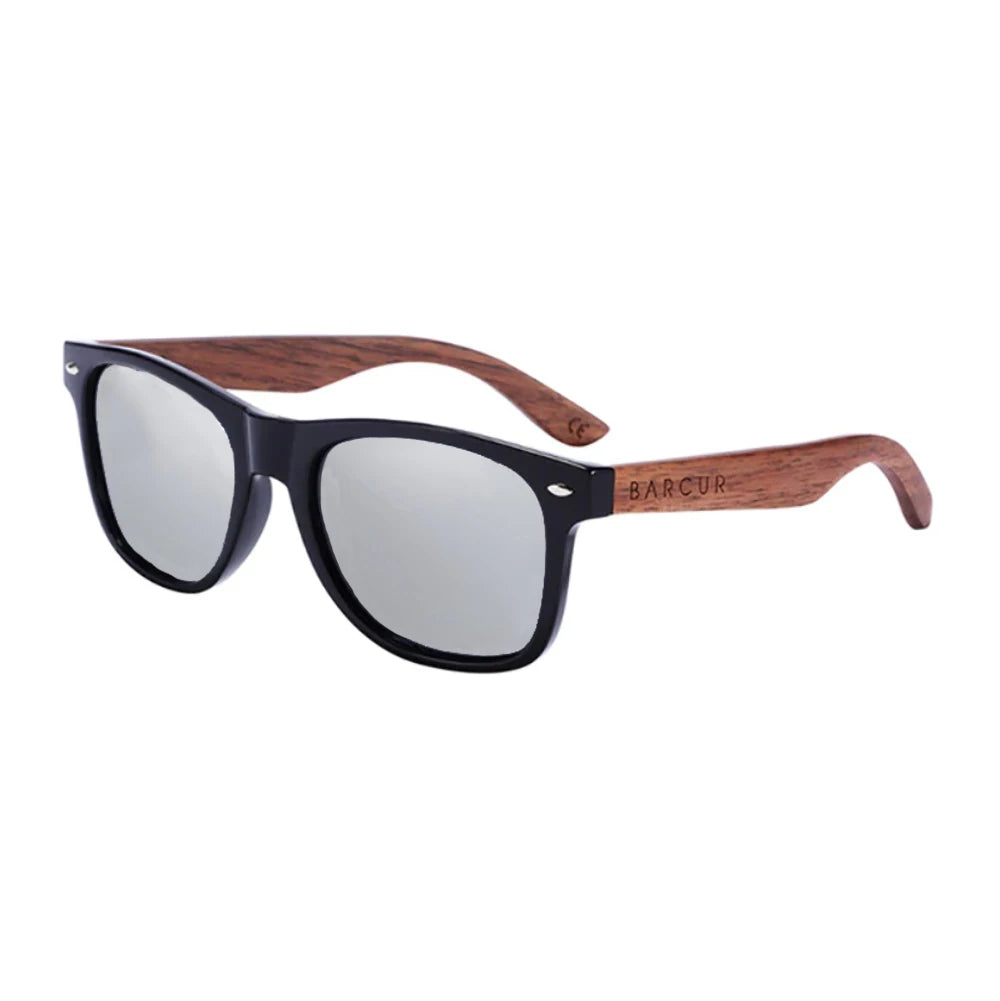 BARCUR BC8700 Natural Black Walnut Polarized Sunglasses – PC Frame, UV400, Unisex