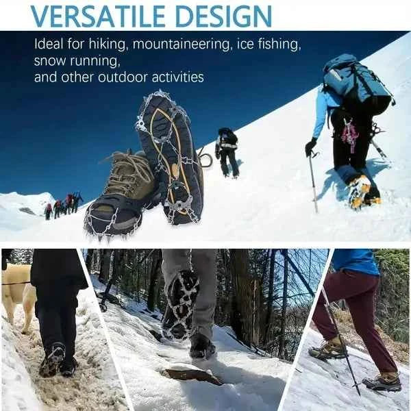 Shoe Ice Claws, Traction Shoe Nails, Ice And Snow Grip Straps With 19 Stainless Steel Nails, Shoe Claws Anti-Slip Boot Nails, Suitable For Walking, Jogging, Mountaineering And Hiking Black