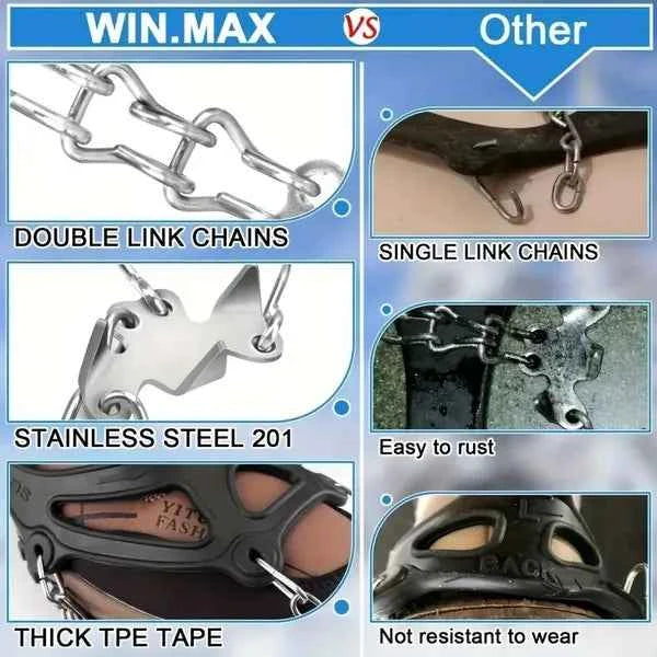 Shoe Ice Claws, Traction Shoe Nails, Ice And Snow Grip Straps With 19 Stainless Steel Nails, Shoe Claws Anti-Slip Boot Nails, Suitable For Walking, Jogging, Mountaineering And Hiking Black
