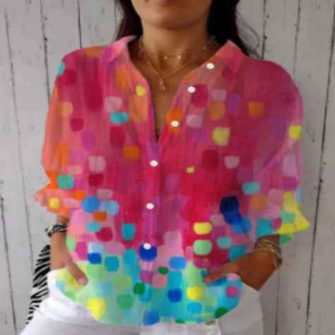 Floral Print Long-sleeved Shirt Women&