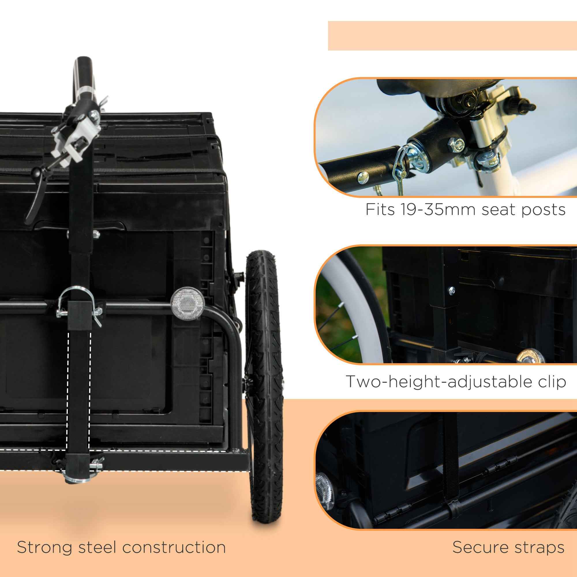 Trailer for Bike, Bicycle Cargo Trailer with Removable Storage Box, No Bottom