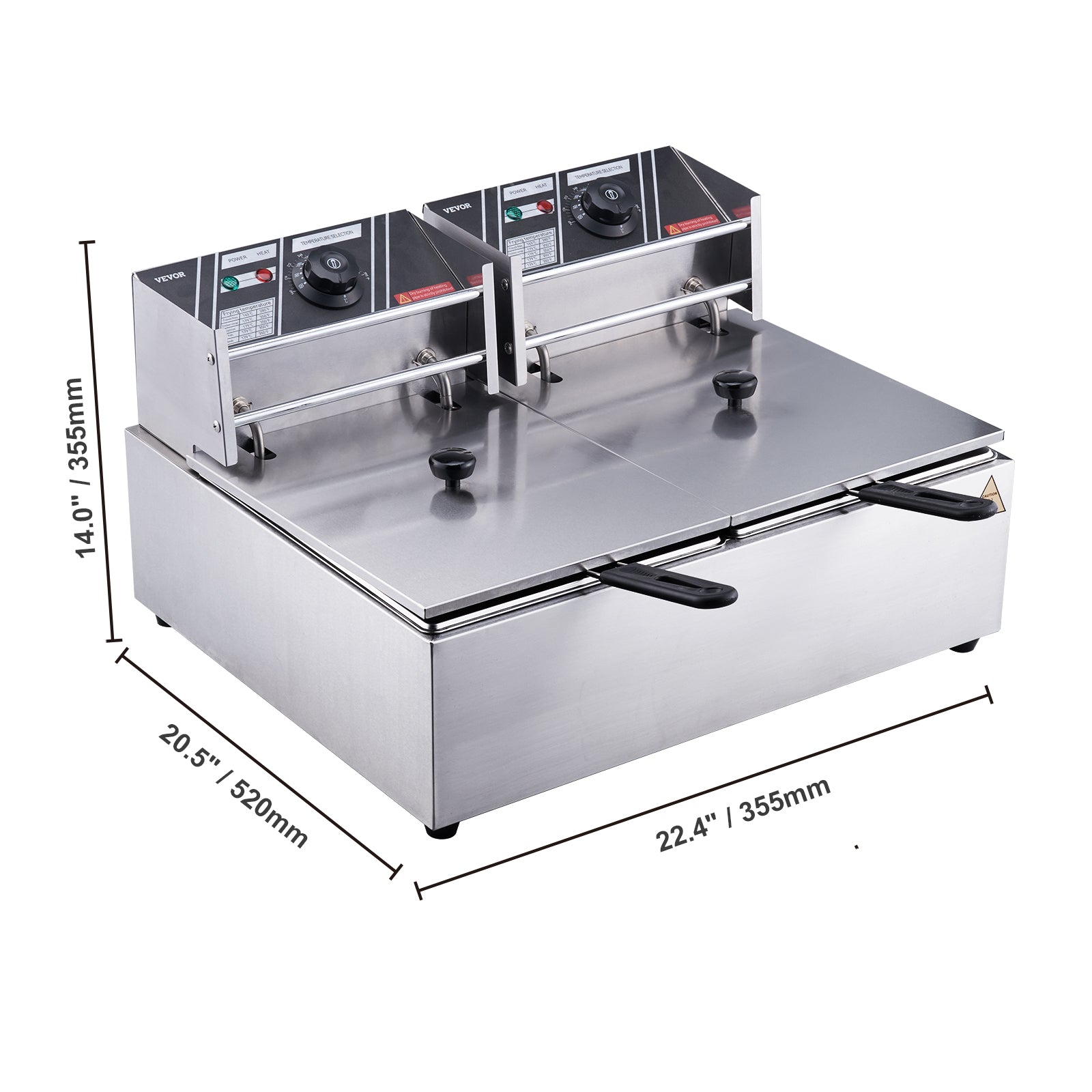 SucceBuy 12L Electric Deep Fryer w/Dual Removable Tanks Commercial Countertop Fryer for Chicken French Fries Frying Chips
