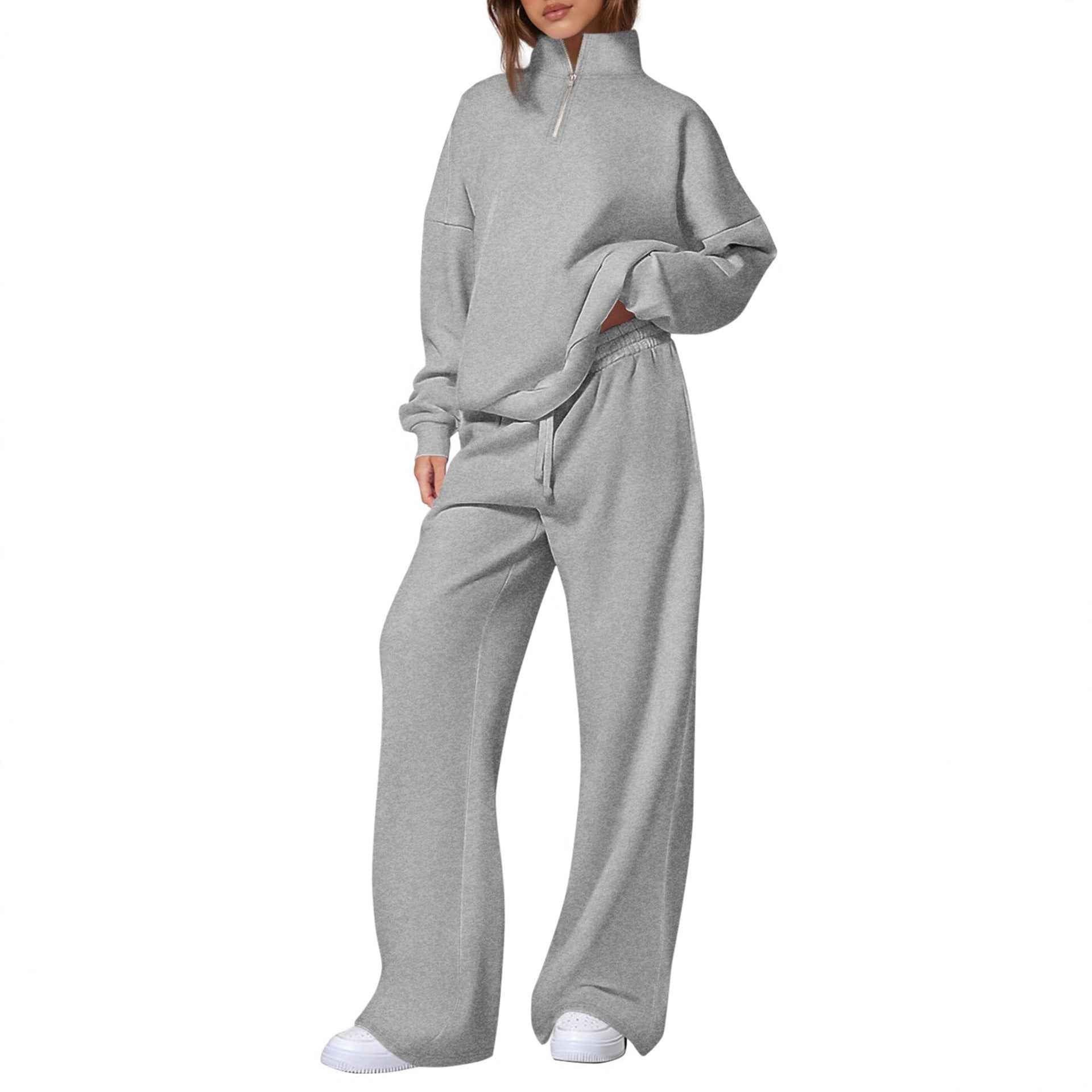 Springautumn Half-zip Sweatshirt And Straight-leg Pants Sportswear Travel Set
