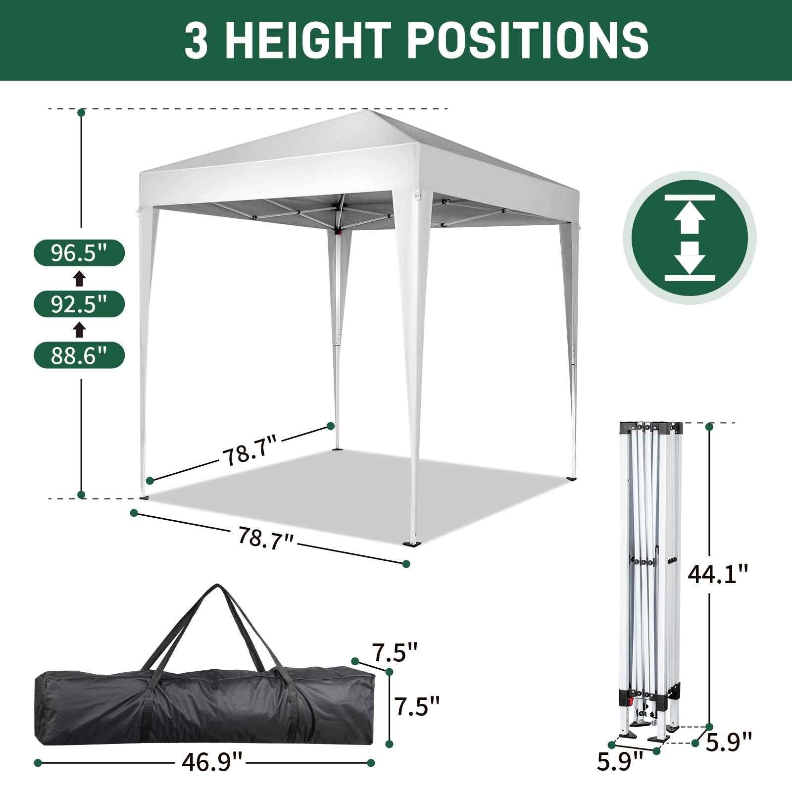6.5x6.5ft White, No Surrounding Cloth, Folding Shed Oxford Cloth Sprayed Iron Pipe Portable
