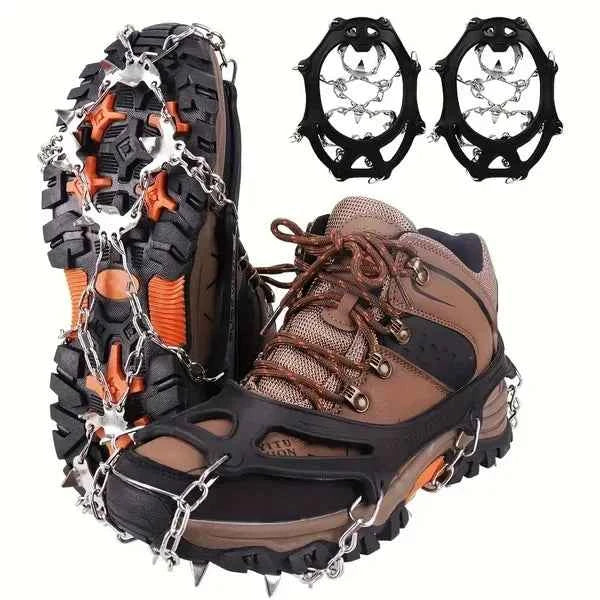 Shoe Ice Claws, Traction Shoe Nails, Ice And Snow Grip Straps With 19 Stainless Steel Nails, Shoe Claws Anti-Slip Boot Nails, Suitable For Walking, Jogging, Mountaineering And Hiking Black