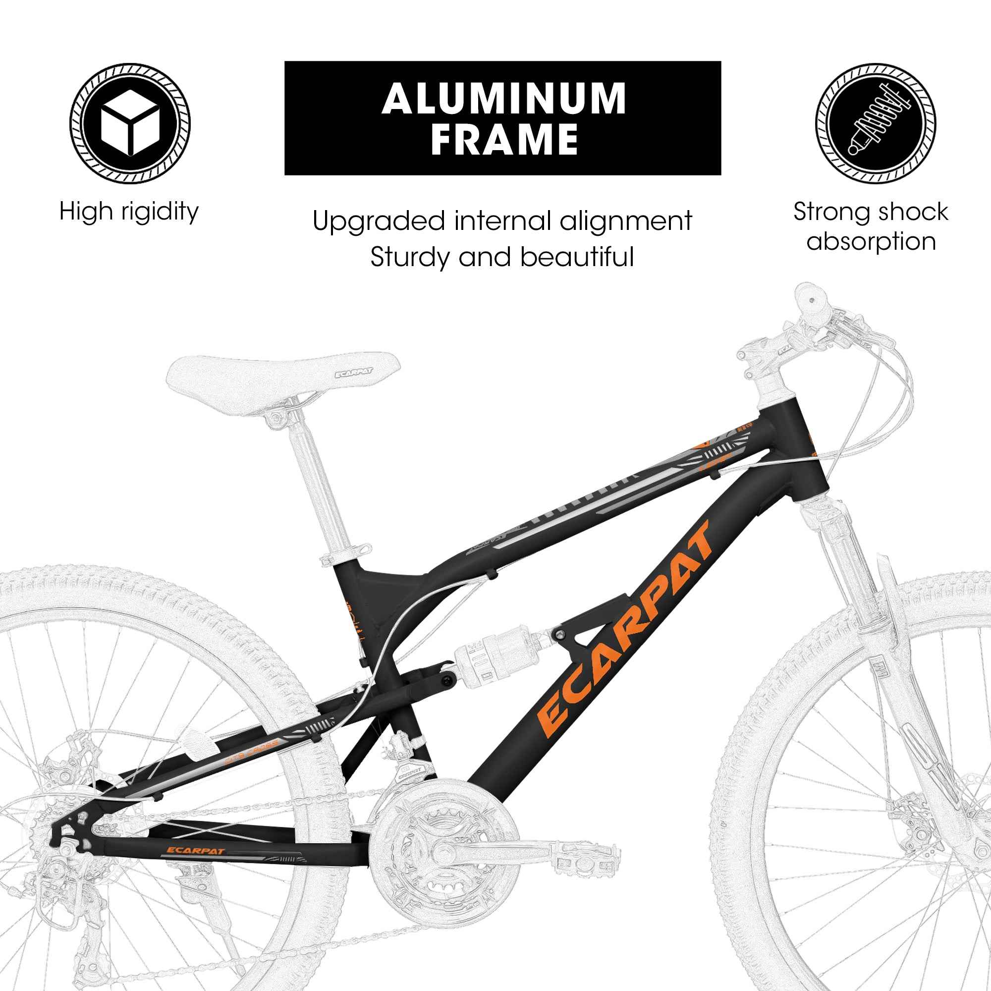 A26207 26 Inch Steel Frame Shock Fork Plus Shock Absorber 21-speed Unisex Mountain Bik