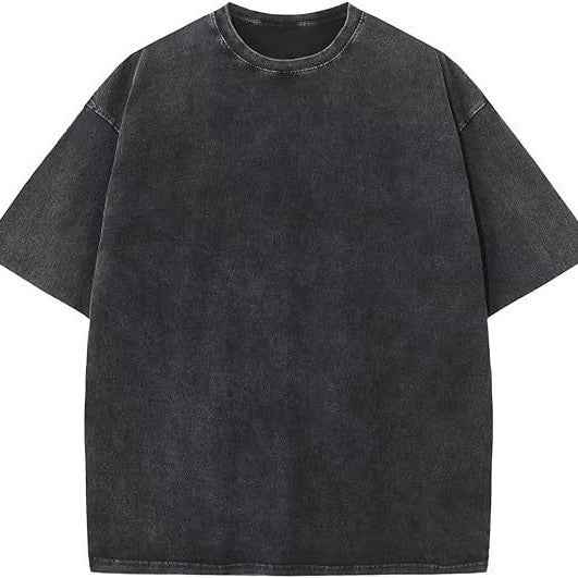 220g American Water-washed Vintage-style T-shirt With Digital Direct-to-garment Short Sleeves