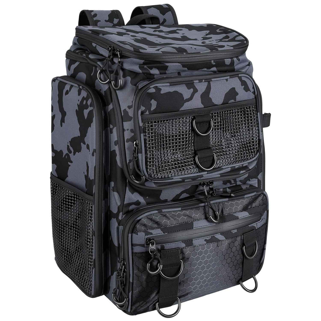 42L 11Gal Fishing Backpack Large Capacity Fishing Tackle Storage Bag With Rod Holders 16 Pocket Water-Resistant With Divider Adjustable Padded Straps For Fishing Gear Outdoor Camping Hiking