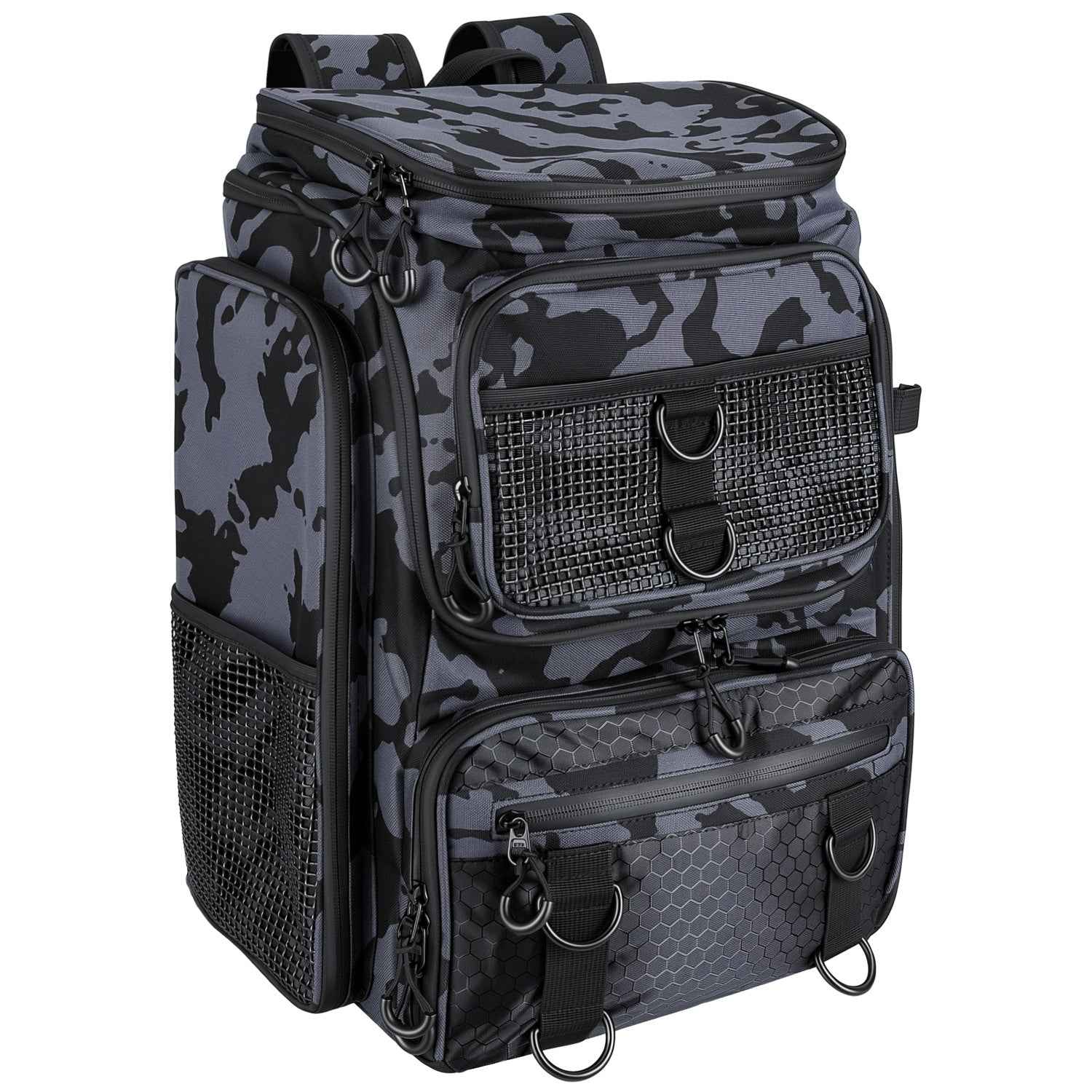 42L 11Gal Fishing Backpack Large Capacity Fishing Tackle Storage Bag With Rod Holders 16 Pocket Water-Resistant With Divider Adjustable Padded Straps For Fishing Gear Outdoor Camping Hiking