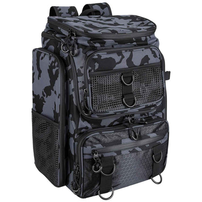 42L 11Gal Fishing Backpack Large Capacity Fishing Tackle Storage Bag With Rod Holders 16 Pocket Water-Resistant With Divider Adjustable Padded Straps For Fishing Gear Outdoor Camping Hiking