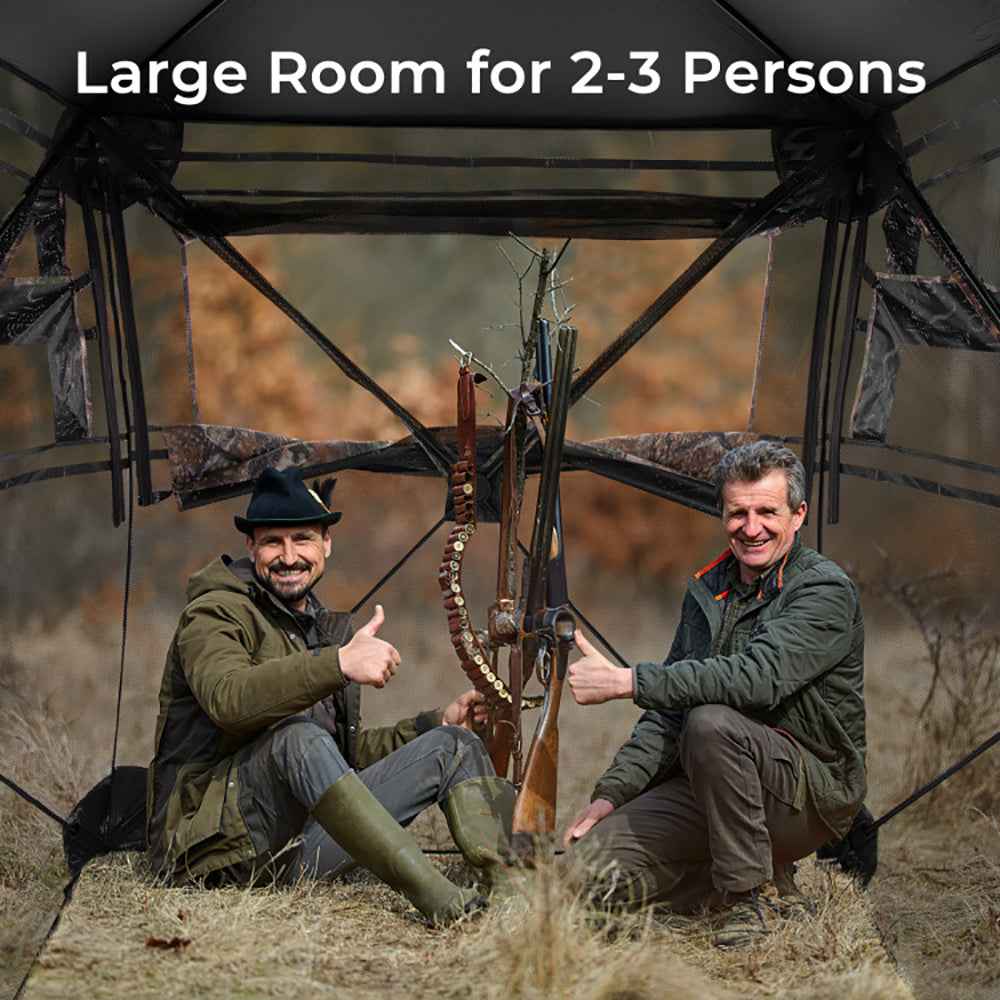 Hunting Blind 360 Degree One-Way See-Through Ground Blind For 2-3 Person