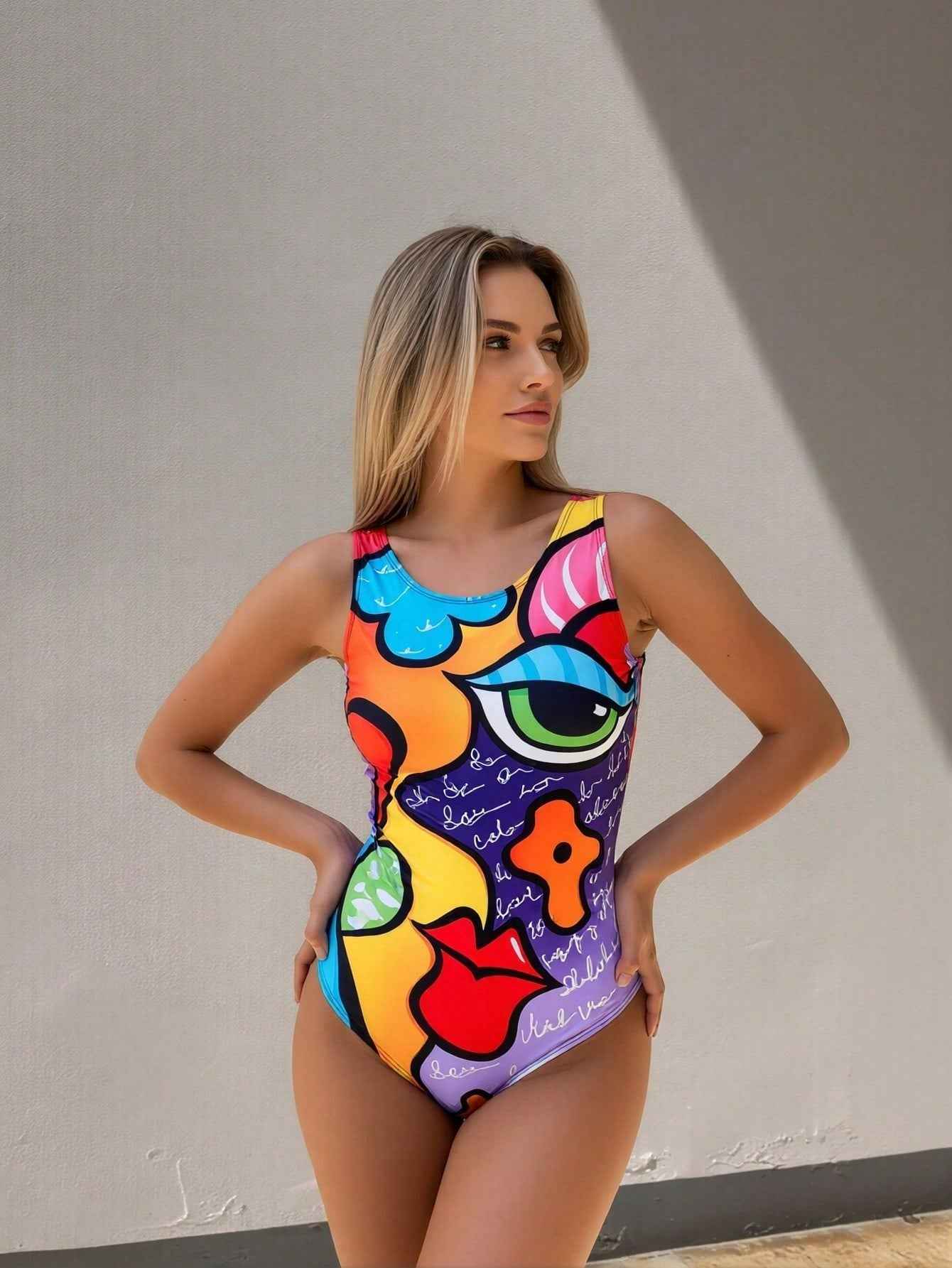 2026 New Sexy One-Piece Fitness Swimsuit With Tropical Print Color For Beach Vacation Swimming Women