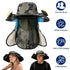 2 In 1 Solar Fan Hat UPF50 & Sun Hat With Fans Wide Brim Fishing Hat With Face Cover Neck Flap Solar USB Charging For Hiking Gardening Outdoor Work