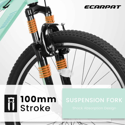 A24208D Mountain Bike 24 26 Inch, High-Density Carbon Steel Frame, 21 Speed, Front Suspension, Dual V-Brakes, Pre-Assembled For Men Women Teens