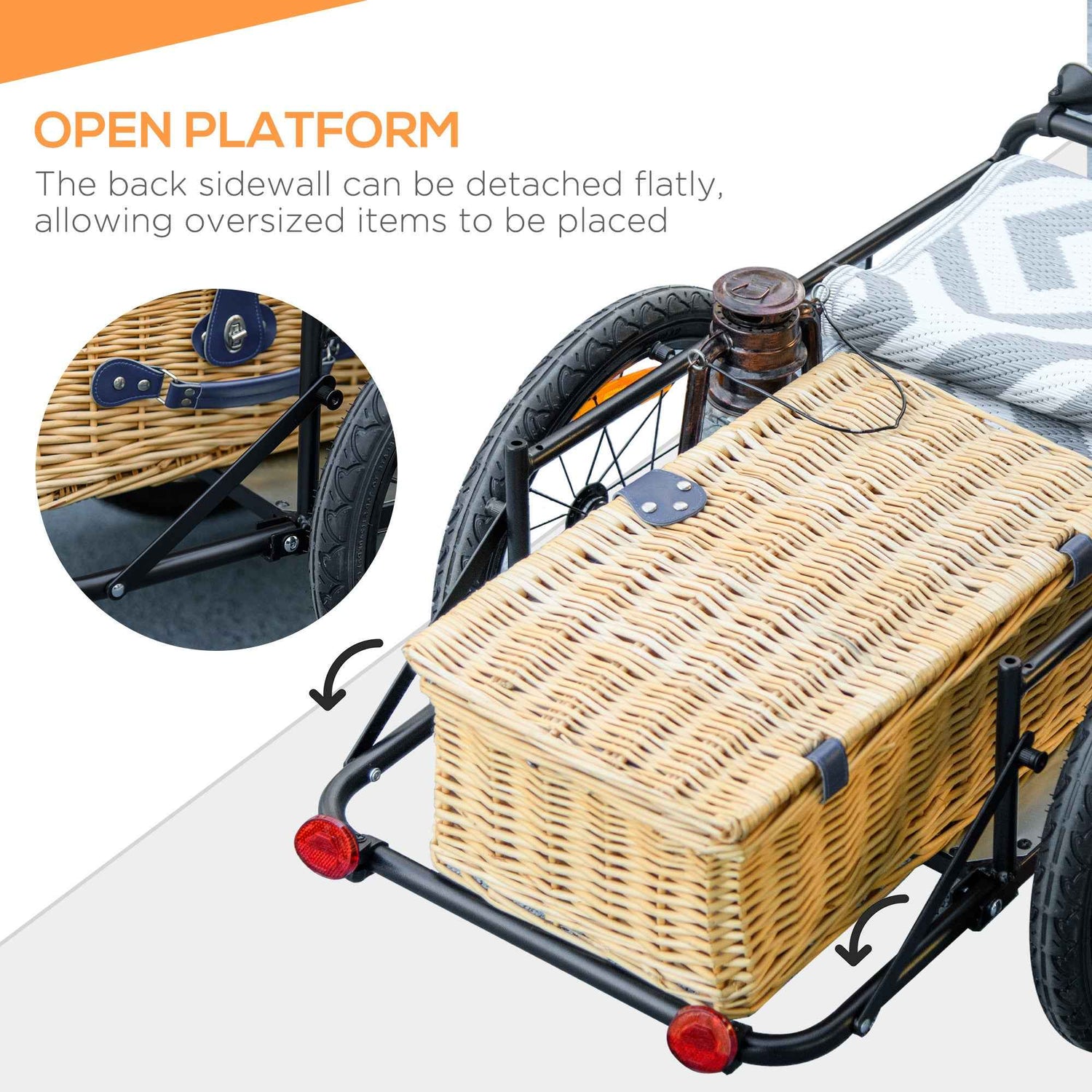 Trailer for Bike, Bicycle Cargo Trailer with Removable Storage Box, No Bottom