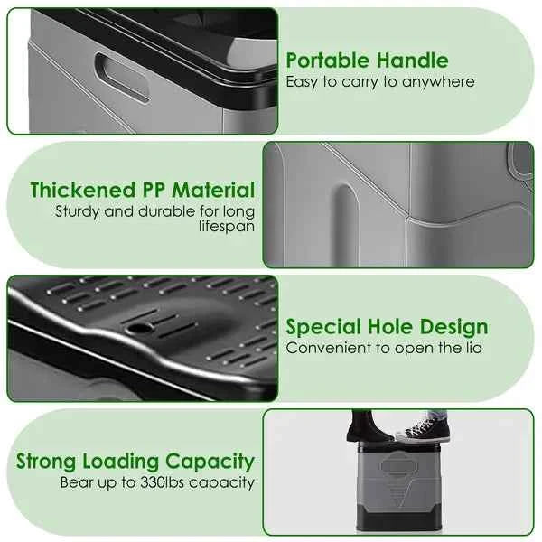 Portable Toilet For Car Camping Boating Hiking Outdoor Travel Potty With Carry Bag Foldable Emergency Toilet With Lid Trash Bags