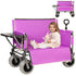 3- In- 1 Collapsible Wagon Converts To Bench Convertible Folding Wagon Cart With Rear- Mounted Folding Tabletop  500lbs Heavy- Duty  180L Capacity For Camping  Beach  Garden  Fishing- Purple