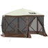VEVOR Camping Gazebo Tent, 6 Sided Pop-up Canopy Screen Tent For 8 Person Camping, Waterproof Screen Shelter Portable Storage Bag, Ground Stakes, Mesh Windows, Brown & Beige