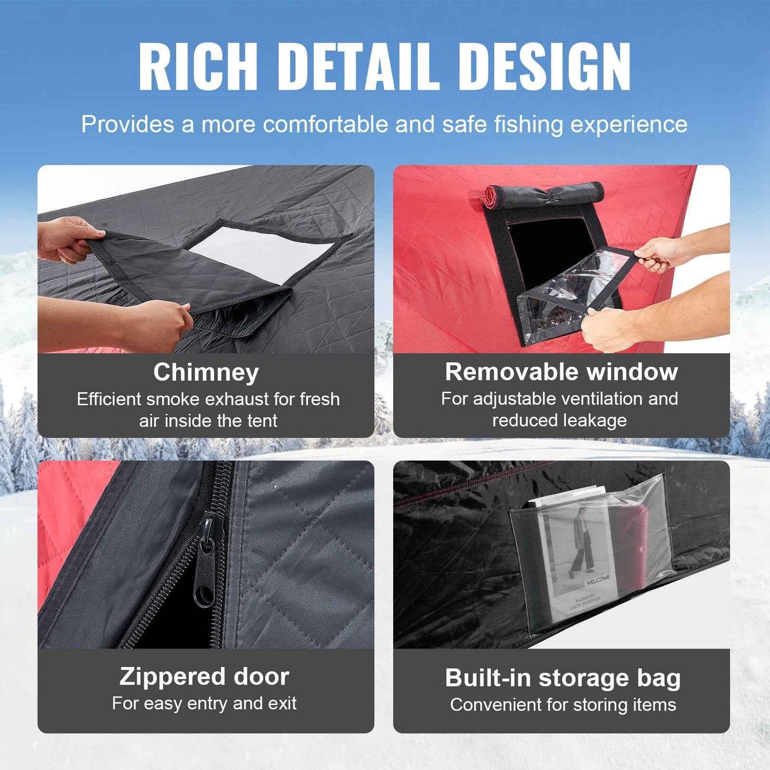6-8 Person Ourdoor Portable Ice Shelter Pop-Up Ice Fishing Shanty Tent
