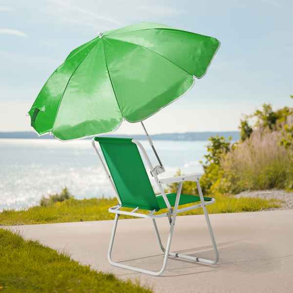 Folding Beach Chair With Umbrella For Adults, Lightweight Porable Camping Chair With 265lbs Capacity For Travel Picnic Concert &amp; Outdoor Activities, Green