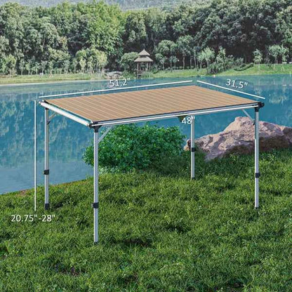 Adjustable Aluminum Folding Camping Table | 51" x 31.5" | 66 lb Capacity