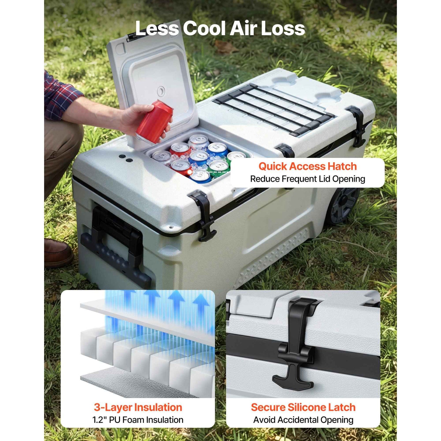 Hard Cooler, 106QT Portable Rolling Cooler With Wheels, Leak-Resistant Coolbox Keeps Contents Cool For 48 Hours, Ice Retention Insulated Chests, Ultra-Light For Outdoor Picnics, Grill, Camping
