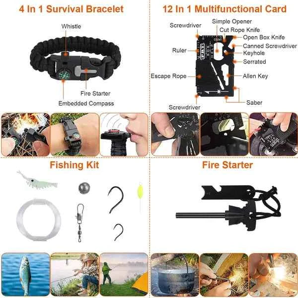 125Pcs Survival Kits Professional Emergency Survival Gear Tactical First Aid Kit Supplies For Outdoor Adventure Camping Hiking Hunting